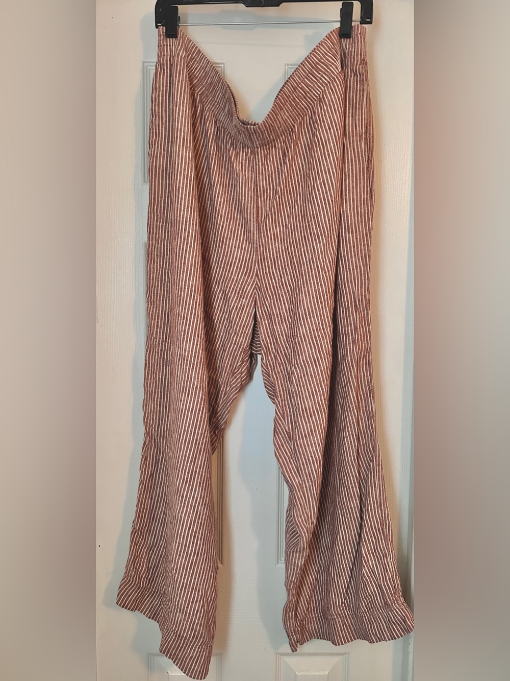Old Navy Brick/Burgundy and White Striped Wide Leg Pants